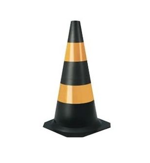 Cone de Sinalização Emborrachado Flexível 75CM - Preto e Amarelo