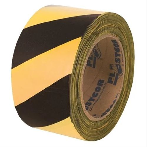 Fita Zebrada - Preto/Amarelo - 100mts - Plastcor